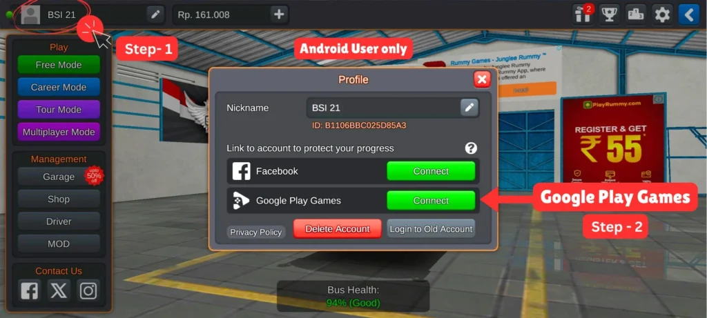 How to Login to an Old Account in BUSSID (Bus Simulator Indonesia)