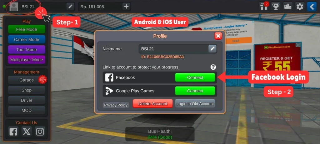 How to Login to an Old Account in BUSSID (Bus Simulator Indonesia)