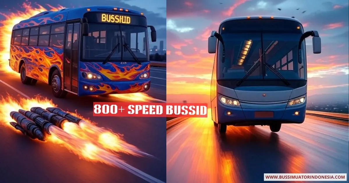 Bus Simulator Indonesia 800+ Speed Mod in action - bus racing at 800 km/h with motion blur effects