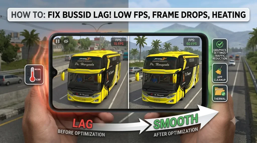 How to fix BUSSID lag, low FPS, frame drops and heating problem in Bus Simulator Indonesia