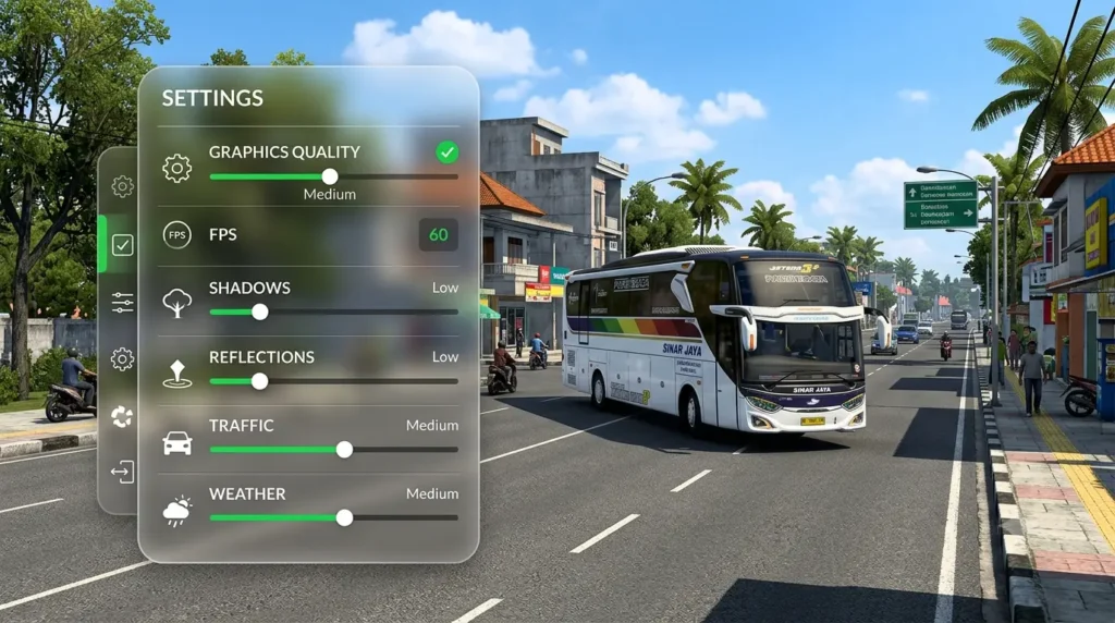 BUSSID graphics settings for smooth no lag gameplay